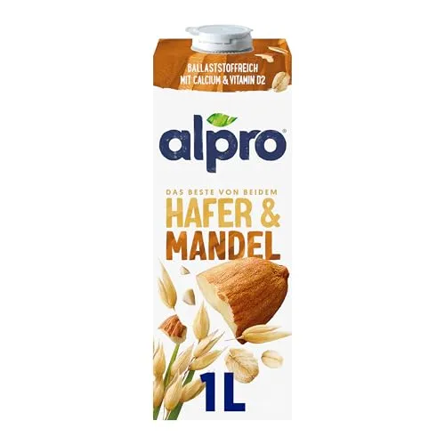 Alpro Hafer-Mandeldrink – Vegan und milchfrei – Von Natur aus laktosefrei – 1 x 1 l