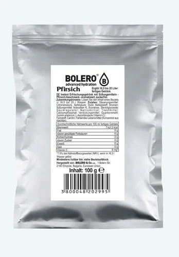 Bolero Drinks zuckerfreies Getränkepulver 100g Beutel Pfirsich 56,20EUR/kg
