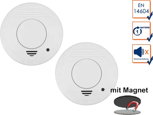 Smartwares 2er-Set Rauchmelder mit Stummschaltfunktion