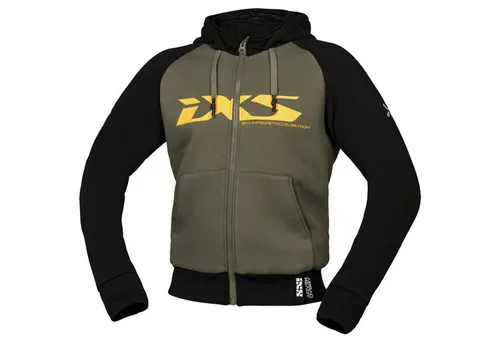 iXS Rapid 1.0 Hoodie Oliv/Orange 3XL - Motorradjacke aus atmungsaktivem, winddichtem Material, ideal für sportliche Fahrer, die Style und Funktionalität suchen.