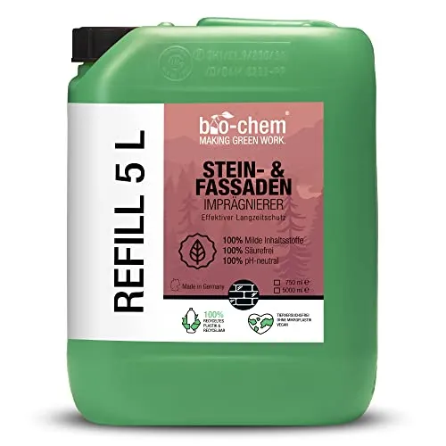 bio-chem Stein- und Fassaden-Imprägnierer | 5 Liter Kanister | Steinimprägnierung und Fassadenschutz | Tiefenwirksame Steinversiegelung zum Schutz vor Grünbelag