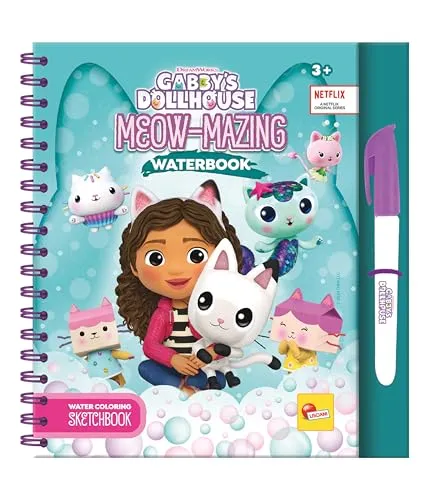 Lisciani - GABBY'S DOLLHOUSE - MEOW-MAZING Wassermalbuch - Spielzeug ab 3 Jahren - 12 Seiten mit Wasserstift - Manuelle Aktivität - Geschenk Mädchen 3 Jahren - Gabby's Dollhouse Lizenzprodukt