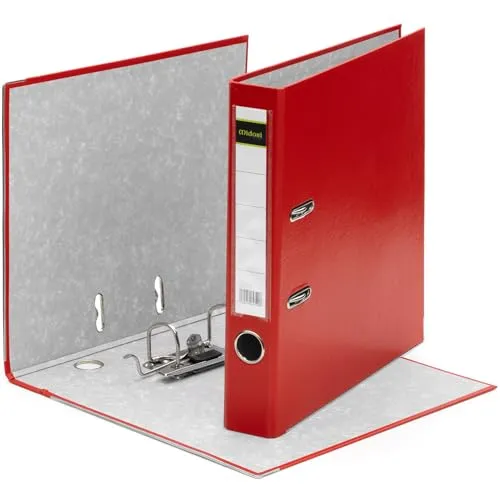 Produktbild MIDORI Ordner PP-Color aus Kunststoff | Aktenordner 5 cm breit im DIN A4 Format in Rot | Schmaler Briefordner Ringordner mit austauschbarem Rückenschild