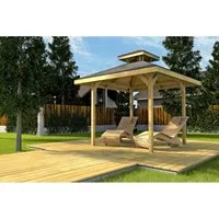 Weka Pavillon Gartenoase 651 Gr. 1 - Optimaler Schutz für Ihre Gartenpartys - Gartenlauben & Holz-Pavillons, ideal für Feiern im Freien mit Schutz vor Sonne und Regen dank Dachaufsatz und stabiler Bauweise.