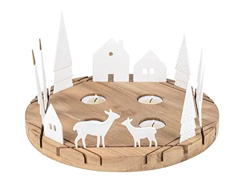 Living Xmas Häuschen von Räder - Adventsdekoration aus Keramik und Holz, 16 cm hoch und wiederverwendbar – perfekt für eine festliche Weihnachtsatmosphäre.