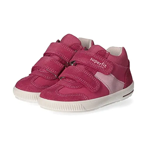 Superfit Moppy Lauflernschuhe, Pink Rosa 5500, 23 EU - Lauflernschuhe für Mädchen mit weichem Veloursleder und strapazierfähigem Textil, ideal für die ersten Schritte draußen und einfacher Einstieg dank 2 Klettverschlüssen.