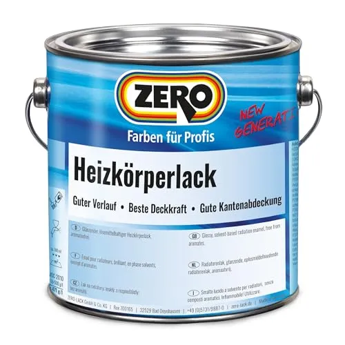 Heizkörperlack 2,5 Ltr. Zero Lack Weiß - Aromatenfreier, lösemittelhaltiger Lack für Heizkörper, ideal für eine leichte Verarbeitung und ein perfektes Finish.