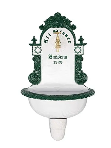 Aubaho Dekoobjekt Brunnen – Nostalgie Wandbrunnen 72cm aus Aluminium - Eleganter Wandbrunnen im antiken Stil aus hochwertigem Aluminiumguss, handgefertigt mit gewollten Altersspuren. Ideal für nostalgische Deko in jedem Zuhause.