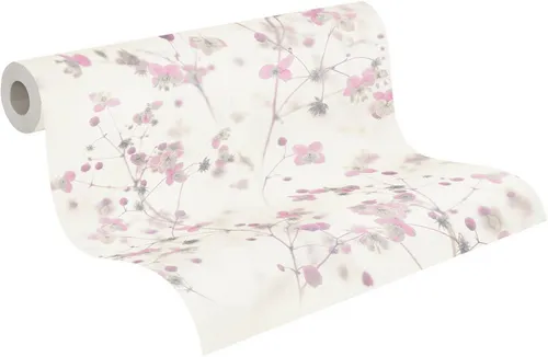 A.S. Création Vliestapete PintWalls Blümchen 3D Effekt - Florale Vliestapete in rosa, weiß und grau, mit 3D Effekt. Ideal für Wohnzimmer und Küche, leicht zu verarbeiten und rückstandslos abziehbar.