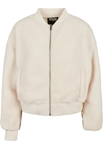 Urban Classics Damen Oversized Sherpa Bomber Jacket - Funktionsjacke mit flauschigem Sherpa-Material, ideal für kühle Tage. Oversized Schnitt und praktische Reißverschlusstaschen machen sie zum stylischen Begleiter.