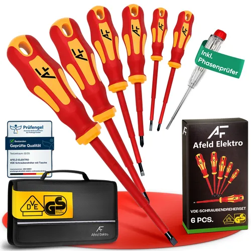 Elektriker Schraubendreher Set VDE 1000V mit Phasenprüfer & Tasche – S2 Stahl