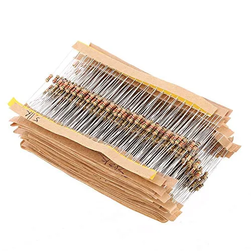 ARCELI 60pcs 1 / 4W 1 Ohm-1M Ohm Kohleschichtwiderstände Sortiment Kit Set 43 Werte Insgesamt Elektronische Komponenten