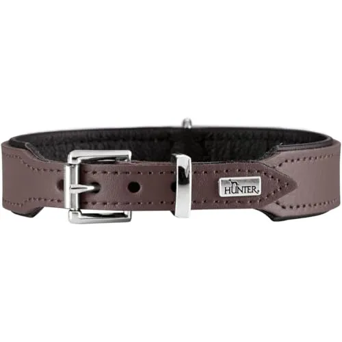 Hunter Hunde-Halsband Basic braun/schwarz - Hochwertiges Hunde-Halsband aus robustem Material, verstellbar von 30,0 bis 34,5 cm - ideal für komfortable Spaziergänge.