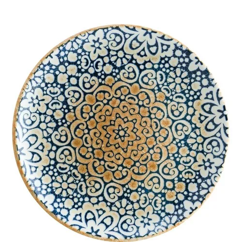 Bonna Alhambra Gourmet Blau Beige 6x Speiseteller 21cm - Elegantes 6-teiliges Tellerset aus bruchfestem Porzellan, ideal für den täglichen Gebrauch. Mikrowellen-, ofen- und spülmaschinenfest. Modernes Design in Blau und Beige, Durchmesser 21 cm.