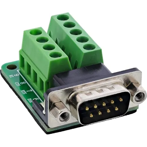 InLine Terminalblock mit D-Sub 9 Stecker, 2-reihige Schraubklemmen, Schraubsicherung, kompakt für RS232 Verdrahtung, DIY & Industrie, 92501F