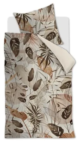 Rivièra Maison Bettwäsche Sunsets Leafs, Renforcé, 2-teilig braun - Bettwäsche aus 100% Baumwolle mit stilvollem Blattmotiv, inklusive Kissen- und Bettbezug, ideal für ein gemütliches Schlafzimmer.