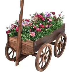 Blumenkarre Pflanzschubkarre aus Holz