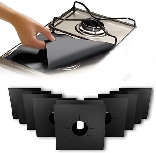 FireMat 8 x Gasherd Abdeckung (27x27cm, Schwarz) – Optimaler Schutz für deinen Gasherd - Praktische Kochunterlage für Gasherde, spülmaschinenfest und langlebig. Schützt vor Schmutz und Überlaufen. Lieferumfang: 8 Stück in Schwarz, rutschsicher und einfach zu reinigen.