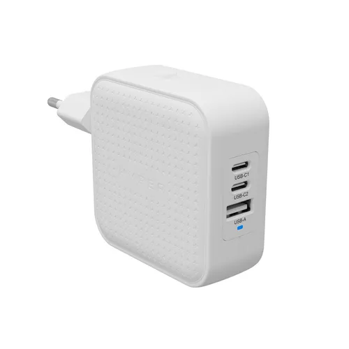 Hyper HyperJuice 70W USB-C GaN Reise-Ladegerät - Schnellladung für unterwegs - Kabel & Adapter, kompaktes 70W GaN Ladegerät mit 3C+1A Anschlüssen für blitzschnelles Laden Ihrer Geräte auf Reisen.