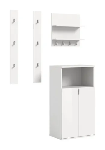 freiraum Garderoben-Set Projekt X, in weiß / weiß hochglanz - 111x191x37cm (BxHxT)