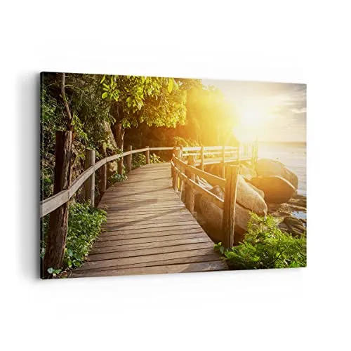 ARTTOR Bilder auf Leinwand 120x80cm Wandbild Landschaften Brücken