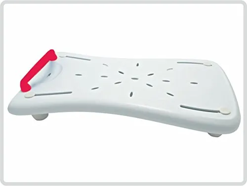 Badewannenbrett Badewannensitz Wannensitz (70 cm lang) mit Seifenablage und mit rotem Griff *Top-Qualität zum Top-Preis*