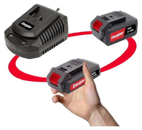 Energizer 20V Akku-Set mit Schnellladegerät – 2Ah & 4Ah - Praktisches 20V Akku-Set mit 2 Lithium-Ionen-Akkus (2Ah & 4Ah) und Schnellladegerät. Ideal für Garten, Haushalt und Baustelle – schnelle Ladezeiten und hohe Leistung für alle Anwendungen.