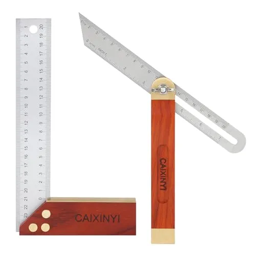 Teiliger Schreinerwinkel, 250 mm Anschlagwinkel, 200 mm verstellbare Multifunktions Schmiege, Palisandergriff, Edelstahllineal, Winkelschmiege ist für Holzarbeiter und Handwerker geeignet 2