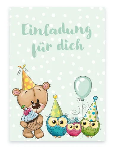 Stück Premium Karte Geburtstagseinladung + Naturumschlag (Klappkarte) 12
