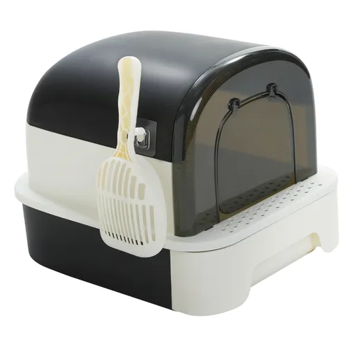 PURPURRA Katzentoilette XL mit Haube und Streuschaufel, 50x 40 x 40 cm