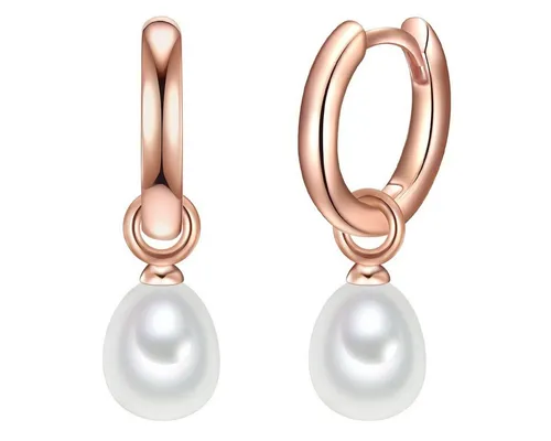 Valero Pearls Damen-Creolen - Ohrringe für Damen aus 925er Sterlingsilber, rosévergoldet mit tropfenförmigen Süßwasserperlen - das perfekte Geschenk für Liebhaberinnen von hochwertigem Perlenschmuck.