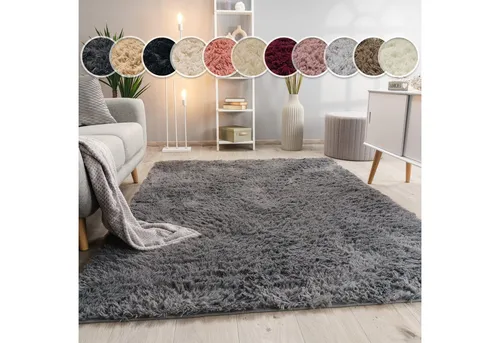 Paco Home Hochflor-Teppich Silky 591, rechteckig, Höhe: 37 mm, Uni-Farben, besonders weich und kuschelig