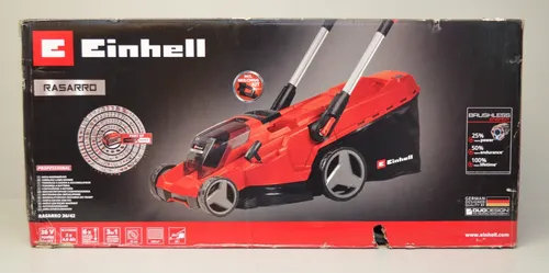 Einhell Akkurasenmäher RASARRO 36/42 - 42 cm Schnittbreite - Rasenmäher mit Mulchfunktion und 6-facher Schnitthöhenverstellung, ideal für Rasenflächen bis 550 m². Leicht und kabellos dank leistungsstarkem Lithium-Ionen Akku.