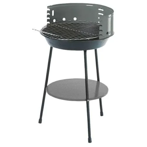 Master Grill Holzkohle Standgrill Ø 35 x 54 cm - Kompakter Holzkohlegrill mit 4-Stufen-Höhenregulation und Ablageregal, ideal für Gartenpartys. Hergestellt aus hochwertigem emailliertem Stahl für Langlebigkeit und einfache Pflege.