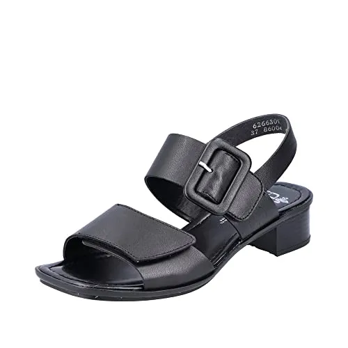 Rieker Damen Sandalen 62663 - Wanderschuhe mit Leder-Obermaterial und bequemen Blockabsatz, ideal für lange Spaziergänge und Sommerausflüge.