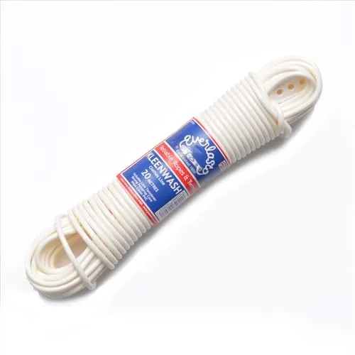 EVERLASTO Kleenwash Wäscheleine, PVC, 4,8 mm x 20 m, Weiß