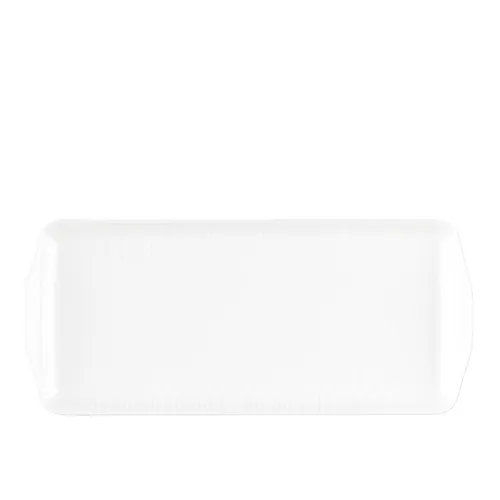 Seltmann Weiden Kuchenplatte Amina, weiß - Elegante Servierplatte aus hochwertigem Porzellan, 15,5 cm breit, mit dezentem Streifenmuster - perfekt für stilvolle Anlässe.