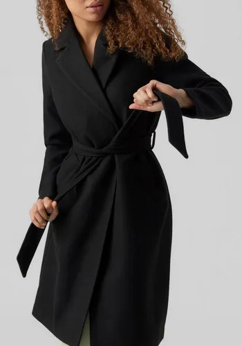 Vero Moda Langmantel VMFortuneaya in Schwarz XL - Funktionsjacke aus 100% Polyester, bietet eine normale Passform und eleganten Reverskragen für stilvolle Looks.