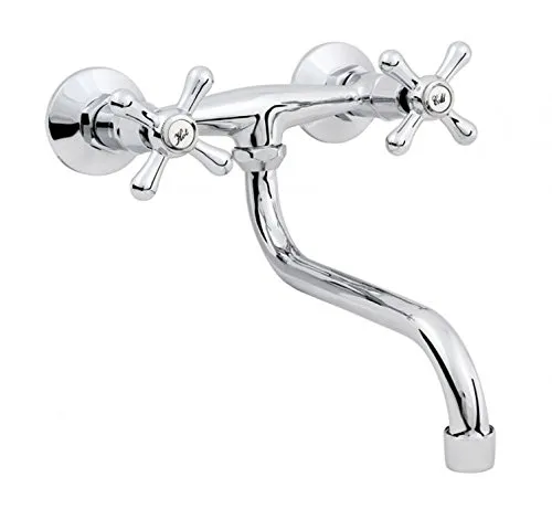 Küchenarmatur RETRO B204 - Berührbare Wasserhähne für die Küche mit stilvollen Kreuzgriffen aus Metall und schwenkbarem Auslauf für maximale Flexibilität beim Spülen.