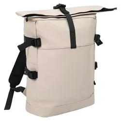 Leoberg Rucksack mit Rolltop-Verschluss – Modischer Begleiter für Alltag und Freizeit in Beige