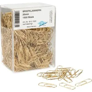 Wedo Büroklammern 9101500, 26mm, gold, Messing, 1500 Stück von Wedo