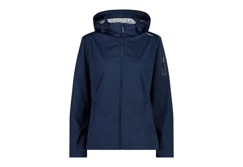 CMP Women's Light Softshell Jacket Zip Hood - Blau, Gr 36 - Outdoor Freizeitjacke für Damen, winddicht mit abnehmbarer Kapuze, ideal für Wandern und Trekking. Hochwertiges Polyester für optimalen Tragekomfort.