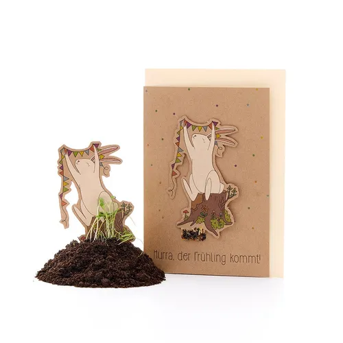 Die Stadtgärtner Osterkarte Wachsende Frühlingskarte mit Saatgut, Besondere Grußkarte im Frühling, Zum Einpflanzen, mit Wildblumensamen, innen unbedruckt