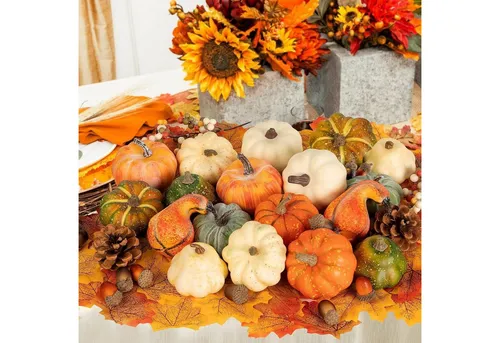 Kunstblume Kürbisse künstliche Herbstdeko Halloween Erntedank Sortiert-a, LuxusKollektion