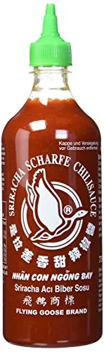 FLYING GOOSE Sriracha scharfe Chilisauce - scharf, grüne Kappe, Würzsauce aus Thailand, 2er Pack (2 x 730 ml)
