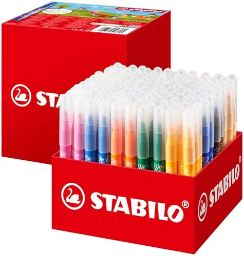 STABILO Filzstift Power Max 140er Pack - 18 Farben - Schreibutensilien mit intensiver Farbabgabe und extremer Austrocknungsschutz. Ideal für kreative Projekte, da die Tinte bis zu 8 Wochen ohne Kappe nicht austrocknet.