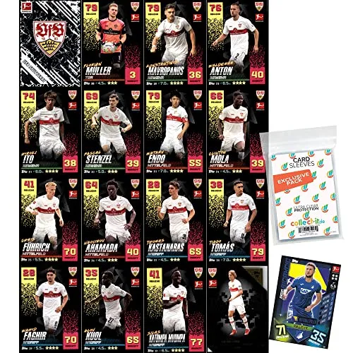 collect-it.de MY HOME OF CARDS + TOYS Exklusive Aufbewahrungshüllen im Bundle mit Topps Match Attax - 2022/23 - Mannschaftspaket - VfB Stuttgart + 1 seltene Nationalspieler Karte