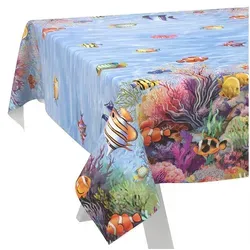 ANRO Tischdecke Wachstuch abwaschbar Aquarium Tischwäsche (Einzelstück 1-tlg), wasserabweisend pflegeleicht Fotoprint Bunt 200x140cm bunt eckig | 140 cm x 200 cm