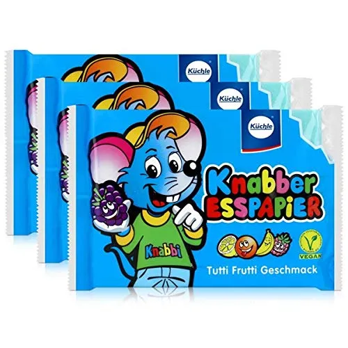 Küchle Knabber Esspapier blau Tutti Frutti Geschmack 25g Essoblaten (3er Pack)