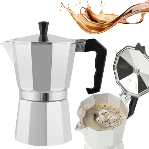 Classic Espressokocher Kaffeekanne Kaffeekocher Mokka Für 6 Tassen Kaffee (300 Ml) Induktion Silber